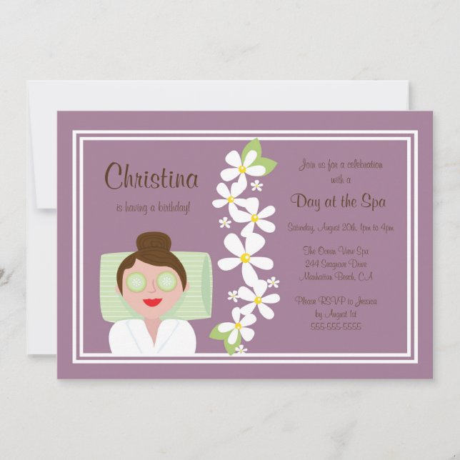 Spa Day Birthday Party Invitation (Front)
