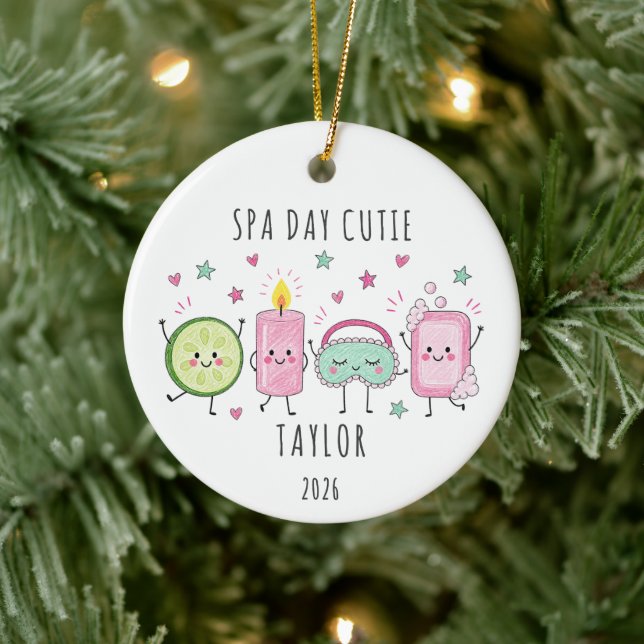 Spa Day Cutie Personalised Kid Ceramic Tree Decoration (Tree)