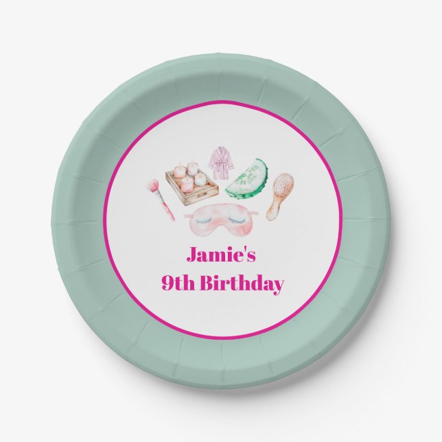 Spa Day Kid's Party Paper Plate (Front)