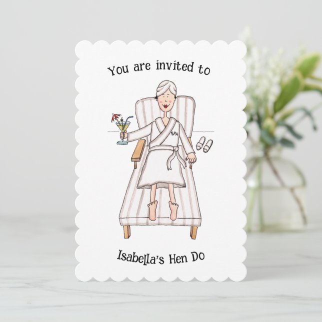 Spa Day Lady Hen Do Invitation (Standing Front)