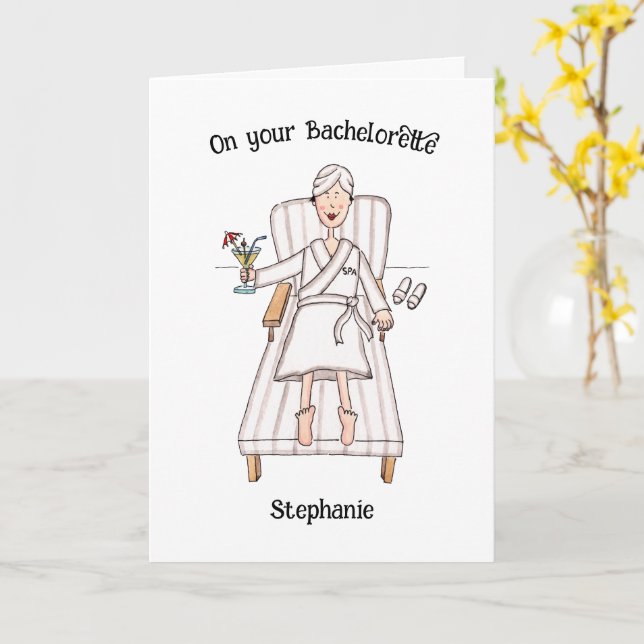 Spa Day Lady On your Bachelorette Card (Yellow Flower)