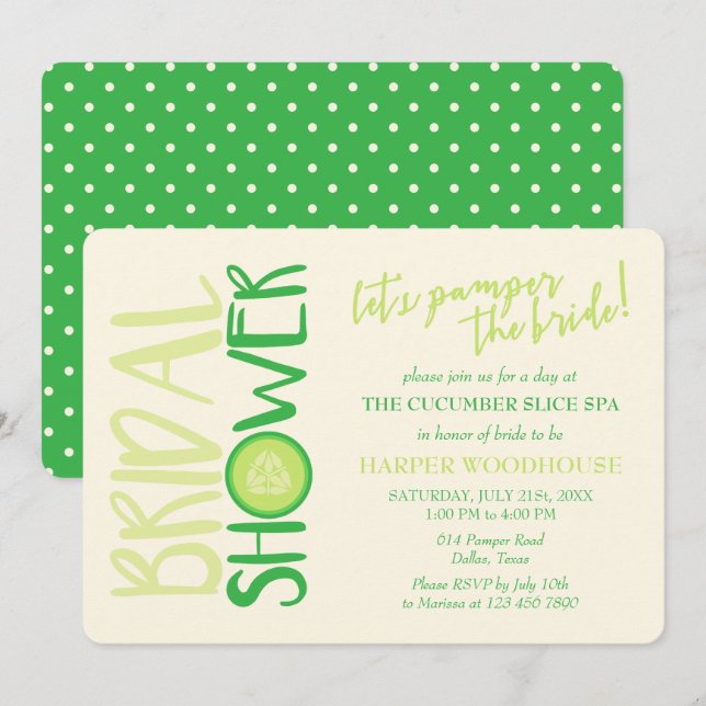 Spa Day | Let's Pamper the Bride | Bridal Shower Invitation (Front/Back)