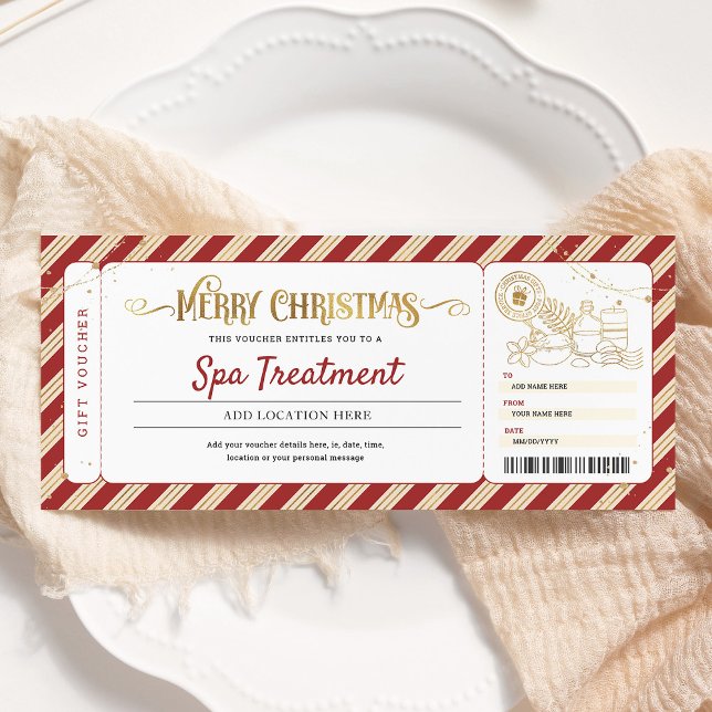 Spa Day Massage Christmas Gift Ticket Voucher Invitation (Creator Uploaded)