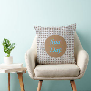 Spa Day Vertical Tan Chain Blue Diamond Pillow