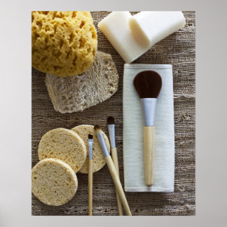 Spa detail of sponges and brushes poster