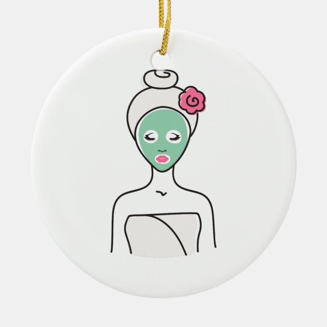 Spa Facial Woman Ceramic Tree Decoration (Front)