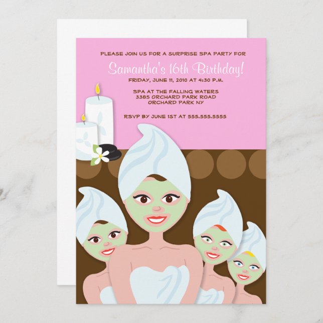 Spa Girls Birthday Invitation, Any age Invitation (Front/Back)