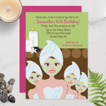 Spa Girls Birthday Invitation, Any age