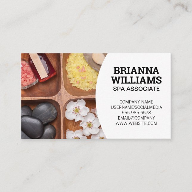 Spa | Herbal Oils and Bath Salts Stones Business Card (Front)