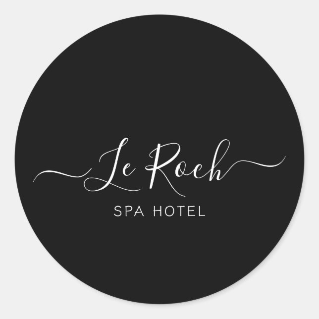 Spa Hotel Black Classic Round Sticker (Front)
