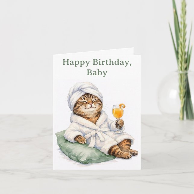 Spa Kitty Birthday Card (Front)