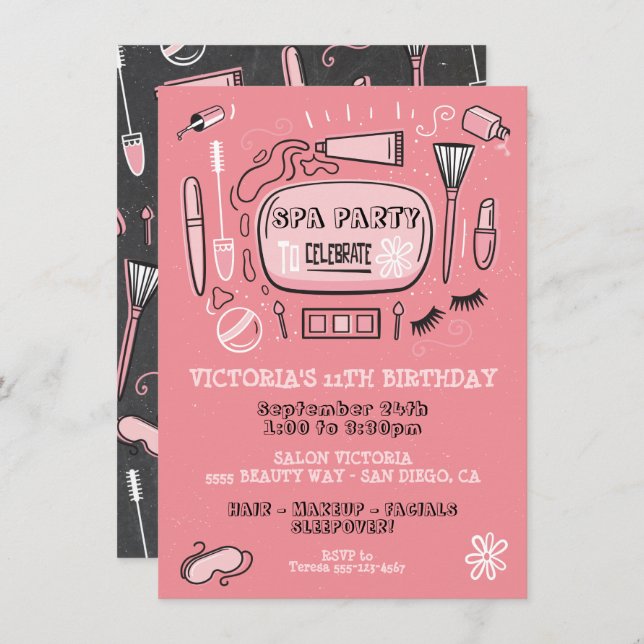 Spa Makeup Birthday Party Invitation (Front/Back)