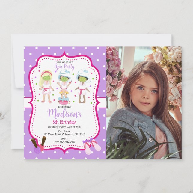 Spa Makeup Birthday Party Photo Invitation (Front)