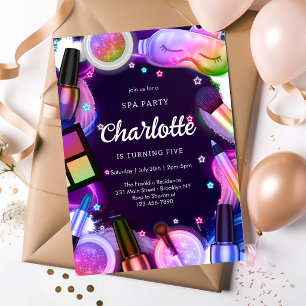 Spa Makeup Party Girl Birthday Invitation