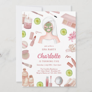 Spa Makeup Party Girl Birthday Invitation
