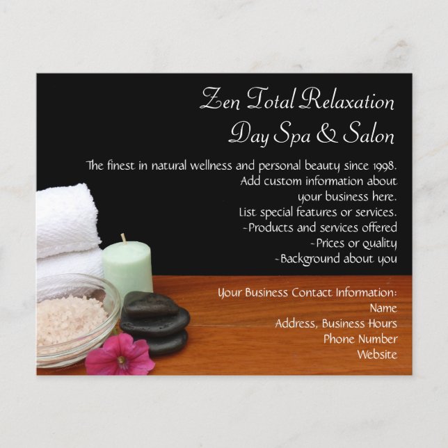 Spa/Massage/Pedicure Salon Scene Black/Colour Flyer (Front)