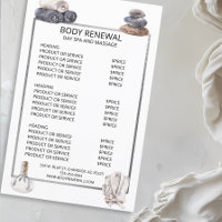Spa Massage Price List Services Watercolor 