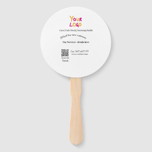 Spa massage salon discount offer services contact  hand fan (Front)