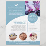 Spa massage wellness centre treatment promo flyer<br><div class="desc">Pamper event spa massage promo flyer. Template beauty massage spa treatment promotional marketing flyer,  ready for you to personalise with your own promotional text,  photos if required,  products,  services and business details. Other matching items available. Uniquely designed by www.mylittleeden.com</div>