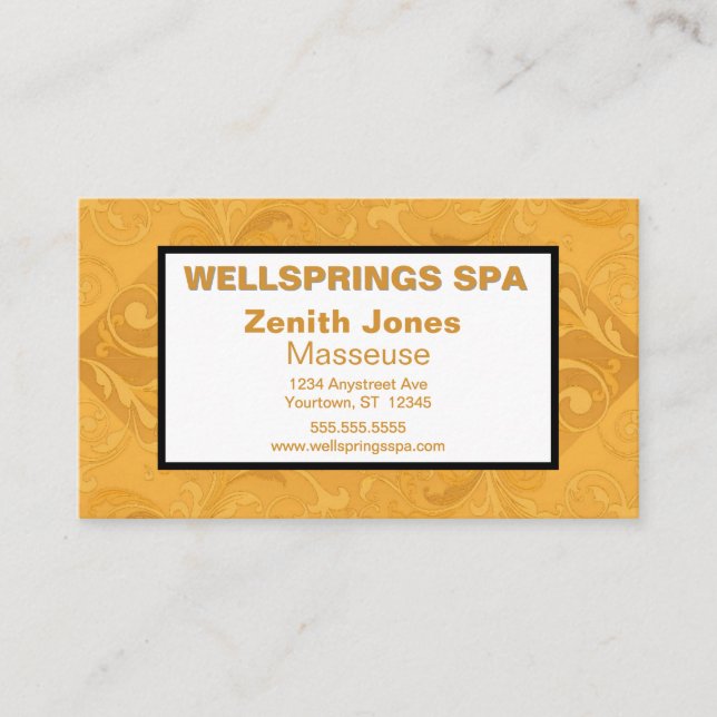 Spa Masseuse Gold Business Card (Front)