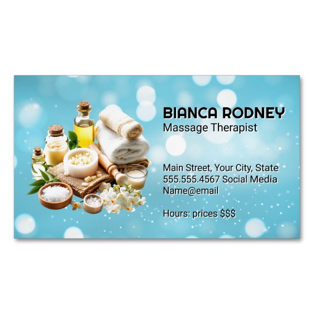 Spa Oils and Bath Salts | Boke Magnetic Business Card (Front)