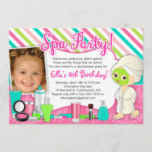 Spa / Pamper/ Glamour Party Invitations with Photo