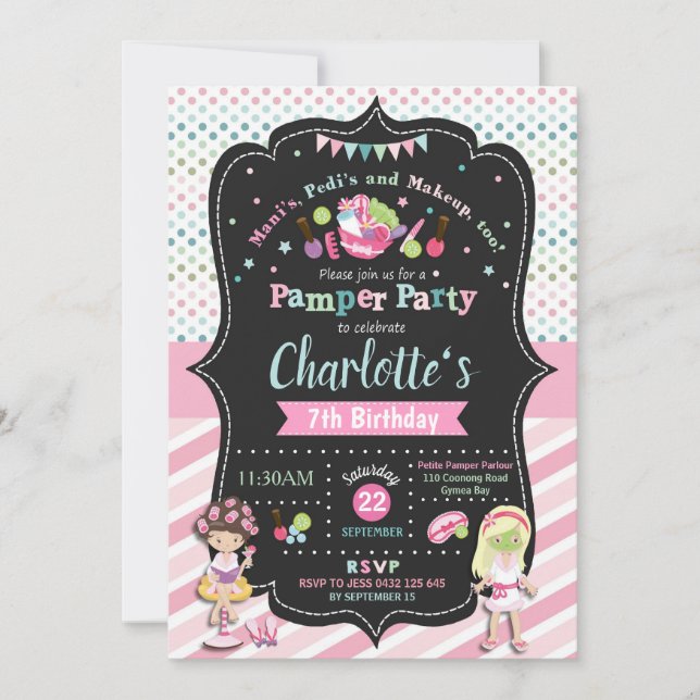 Spa Pamper Party Birthday Invitations Girls (Front)