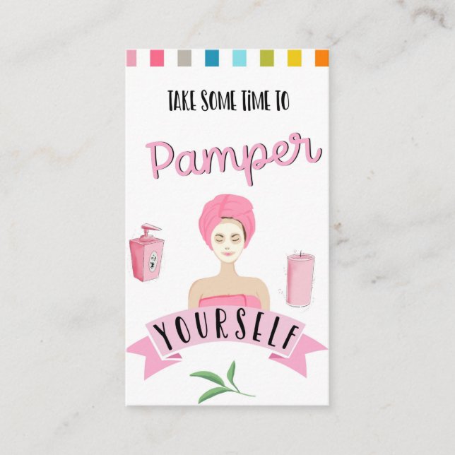 spa pamper yourself beauty salon health club business card (Front)