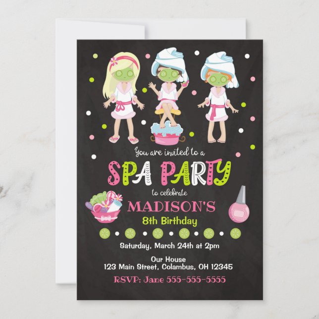 Spa Party Birthday Invitation (Front)