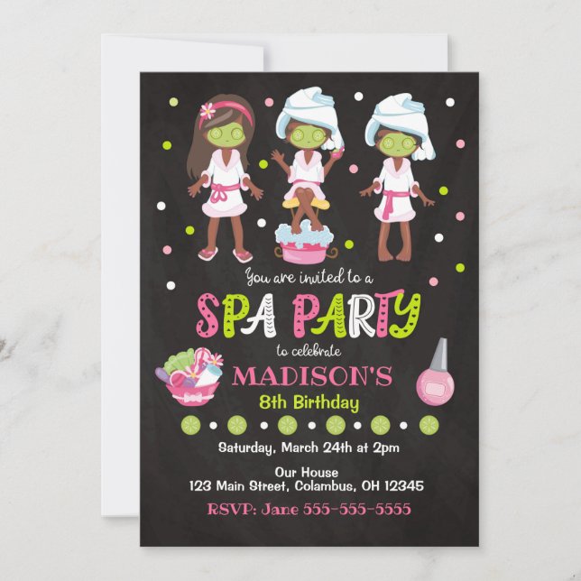 Spa Party Birthday Invitation (Front)