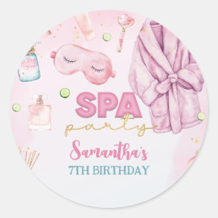 Spa Party Birthday, Sleepover, Slumber Party Classic Round Sticker
