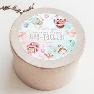 Spa party Birthday Spatacular Thank you Classic Round Sticker