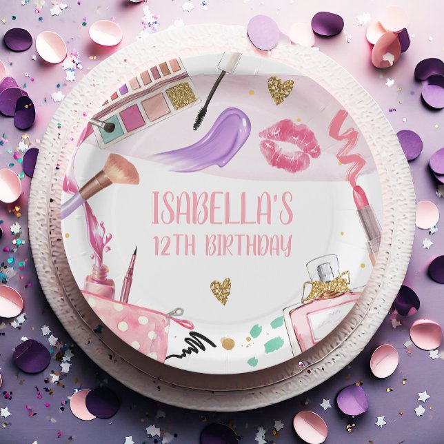 Spa Party Girl Glamour Makeup Birthday Party Paper Plate (Creator Uploaded)