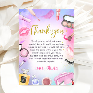 Spa Party Girl Glamour Makeup Birthday Thank You Card