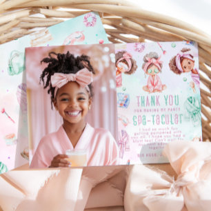Spa party Glam Birthday Photo Thank you card