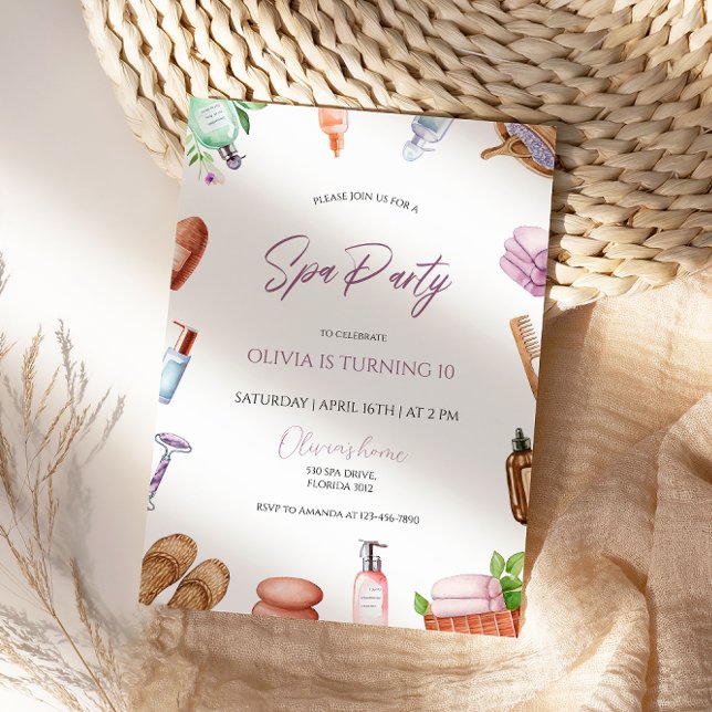 Spa Party Glam Girl Birthday Party Invitation (Creator Uploaded)