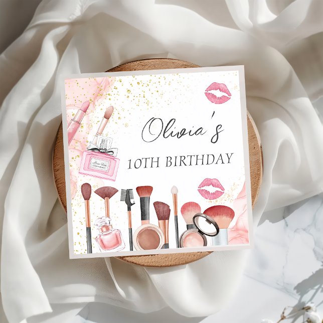 Spa Party Glam Girl Makeup Birthday Napkins (Creator Uploaded)