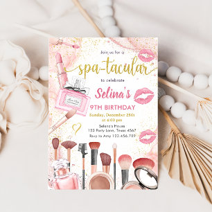 Spa Party Glam Girl Makeup Birthday Party Invitation
