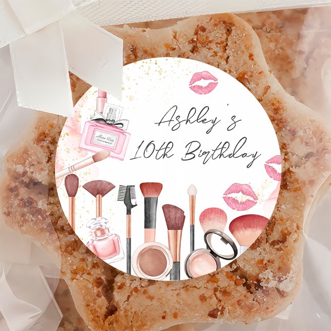 Spa Party Glam Girl Makeup Birthday Party Sticker (Creator Uploaded)