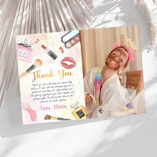 Spa Party Glam Girl Makeup Birthday Photo Thank You Card