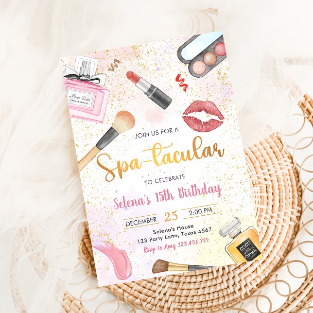 Spa Party Glam Makeup Birthday Party Invitation (Creator Uploaded)