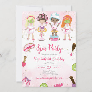 Spa Party Glitz and Glam Birthday Invitation