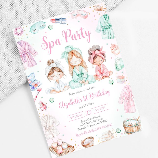 Spa Party Glitz and Glam Birthday Invitation (Creator Uploaded)