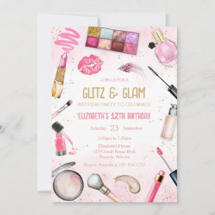 Spa Party Glitz and Glam Birthday Invitation
