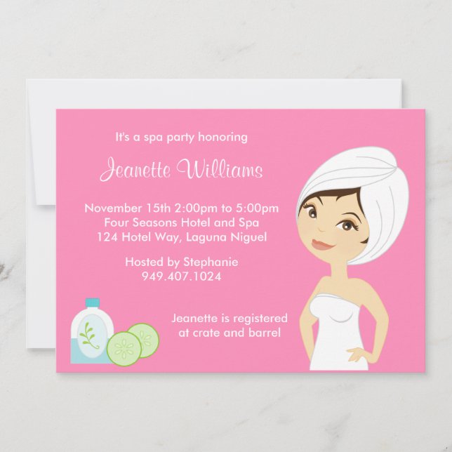 Spa Party Invitation (Front)