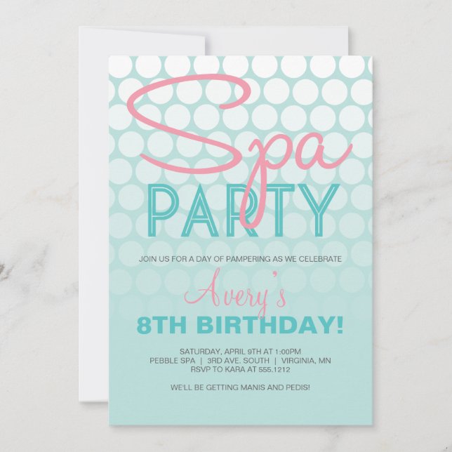 Spa Party Invitation (Front)