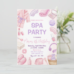 Spa Party Pamper Glam Day Girls Party Birthday Invitation