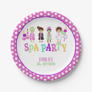 Spa Party Paper Plate - Girls - WH - Custom