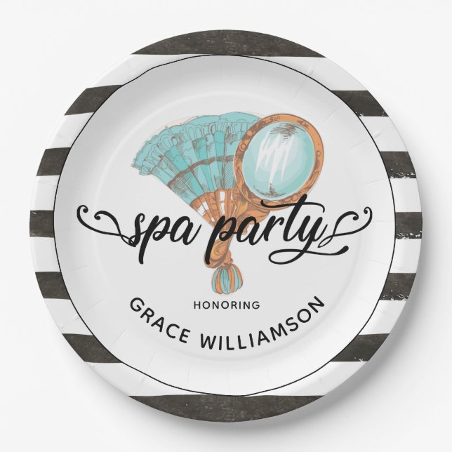 Spa Party Personalised Vintage Paper Plate (Front)