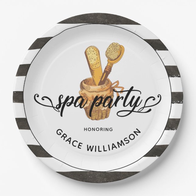 Spa Party Personalised Vintage Paper Plate (Front)